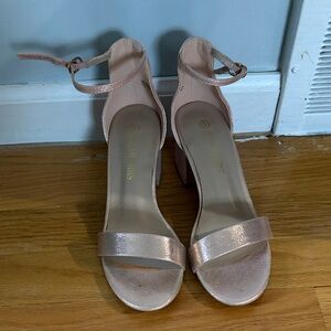 Dream Pairs Shimmering Pink Ankle Strap Heels